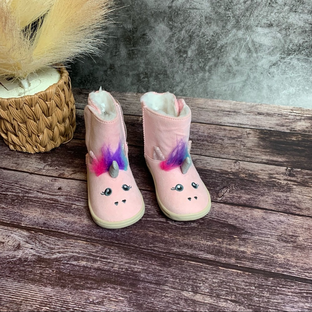 Wonder Nation Pink Unicorn Faux Shearling Boots